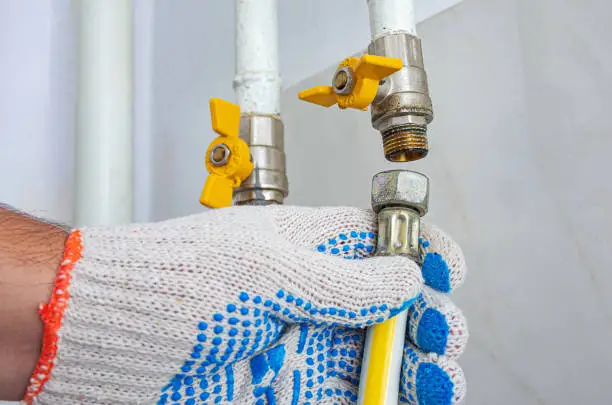Repair of home gas equipment with a gas leak