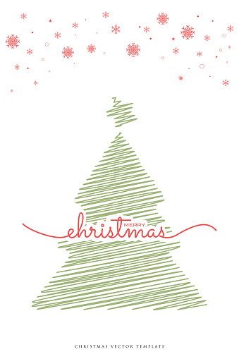 Happy New Year. Merry Christmas lettering. Abstract pine tree vector illustration. Holiday design for greeting card, invitation, calendar, etc. vector stock illustration