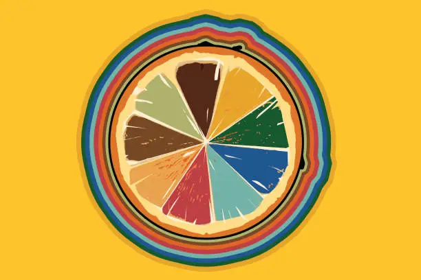 Vector illustration of Magic circle of orange