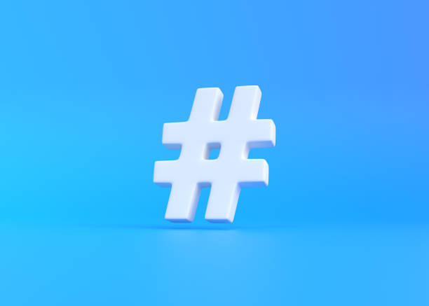istock White hashtag symbol on a blue background 1429369051