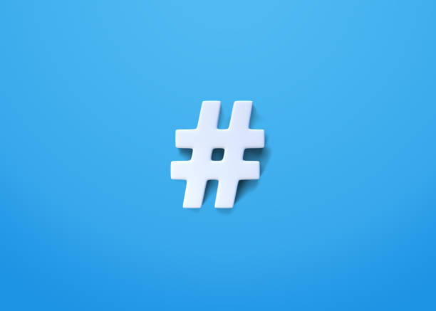 istock White hashtag symbol on a blue background 1429369056