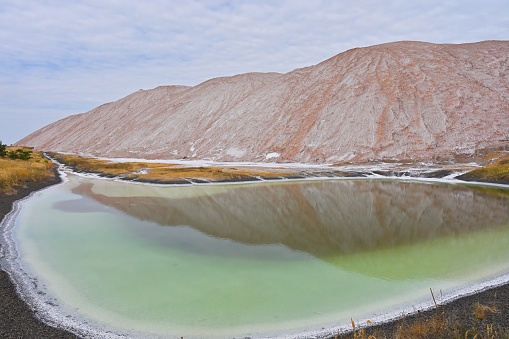 Waste hills in the production of potash fertilizers and salt with toxic lake