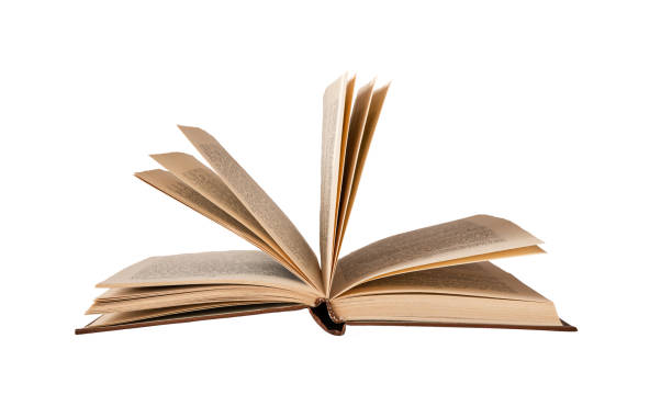 istock Open book with abstract turning pages isolated on white background 1429396222