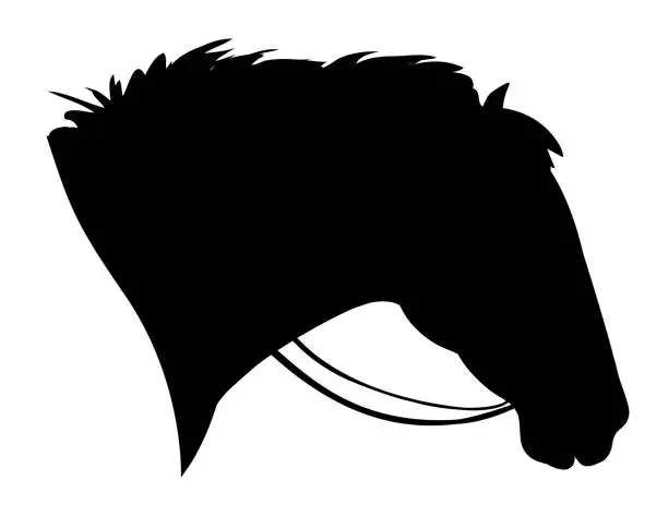 Vector illustration of Western Style Horse Head Silhouette On A Transparent Base