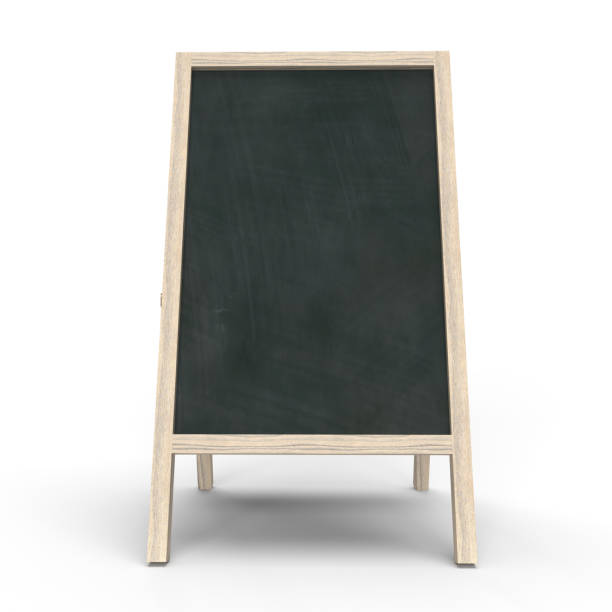 3dcg illustration of an easel sign on a blackboard - 3dcg imagens e fotografias de stock