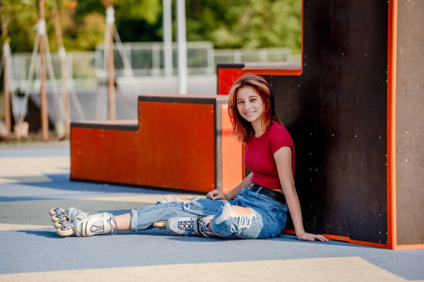 istock Girl with roller skates outdoors 1429405484