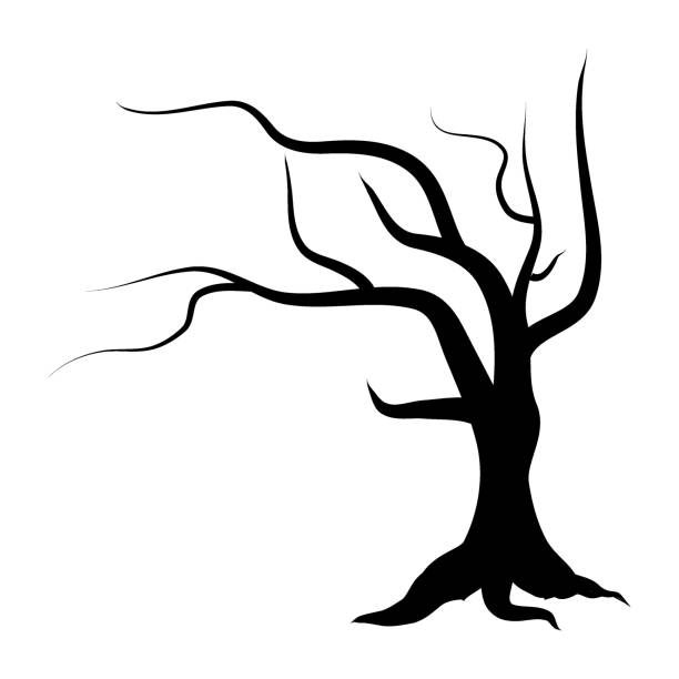 illustrations, cliparts, dessins animés et icônes de halloween tree silhouette. - death fear focus on shadow isolated objects