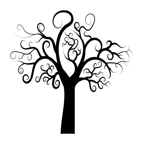 illustrations, cliparts, dessins animés et icônes de halloween tree silhouette. - death fear focus on shadow isolated objects