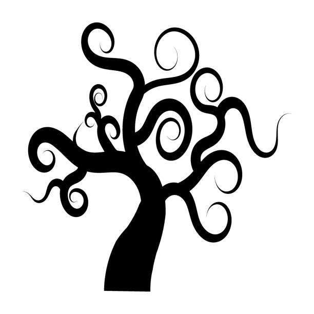 illustrations, cliparts, dessins animés et icônes de halloween tree silhouette. - death fear focus on shadow isolated objects