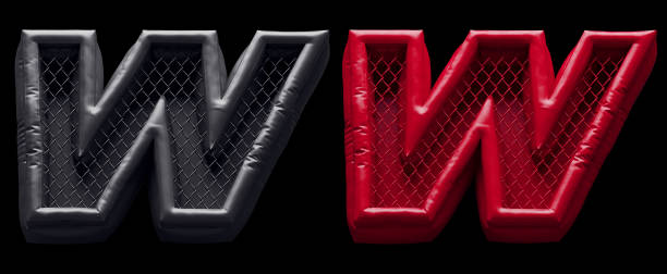 istock Fight night font. Red and black. Letter W 1429407815