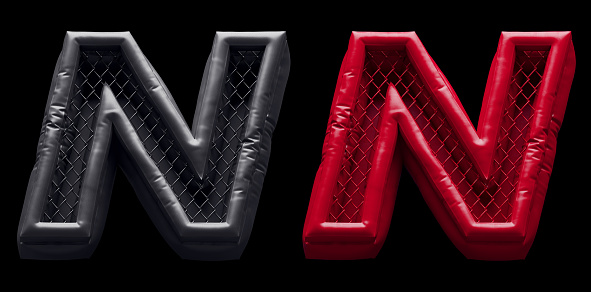 Fight night font. Red and black. 3d rendering.