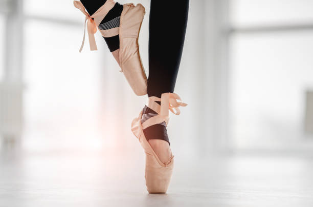 istock Ballerina legs in pointe shoes 1429408358