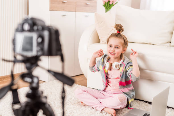 istock Little girl recording video 1429413756