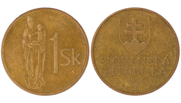 istock 1 Slovakian crown koruna (SKK) coin with both sides on isolated white background 1429416610