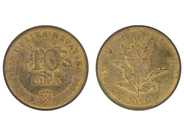 istock 10 Croatian Lipa (KN) coin with both sides on isolated white background 1429416642
