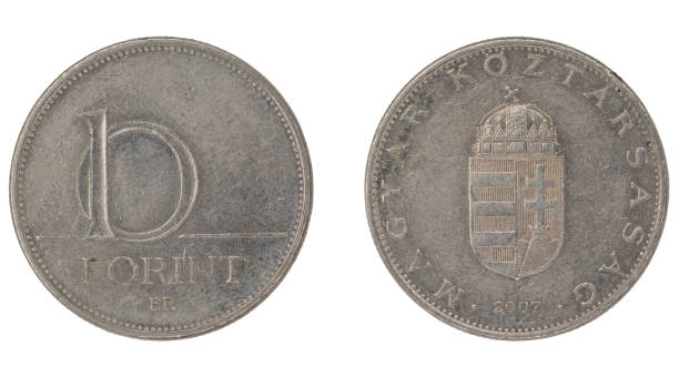 istock 10 Hungarian Forint (HUF) coin with both sides on isolated white background 1429416643