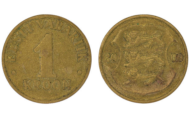istock 1 Estonian eesti crwon (EEK) coin with both sides on isolated white background 1429416682