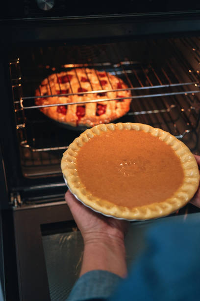 Baking Pumpkin Pie for the Holidays in the Oven