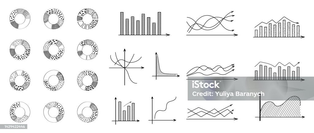 Doodle Chart Graph Set Vector Business Bubble Set Sketch Vector Ink