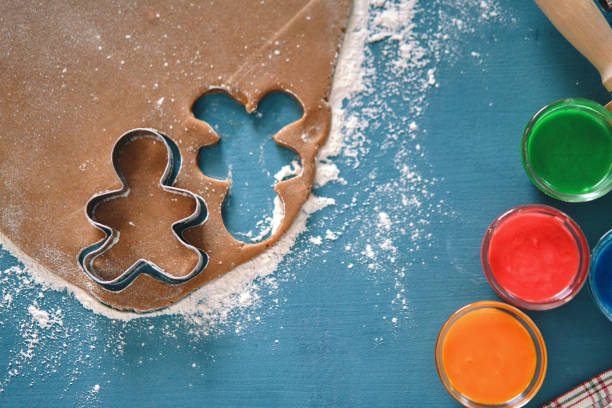 Preparing Gingerbread Christmas Cookies in Domestic Kitchen