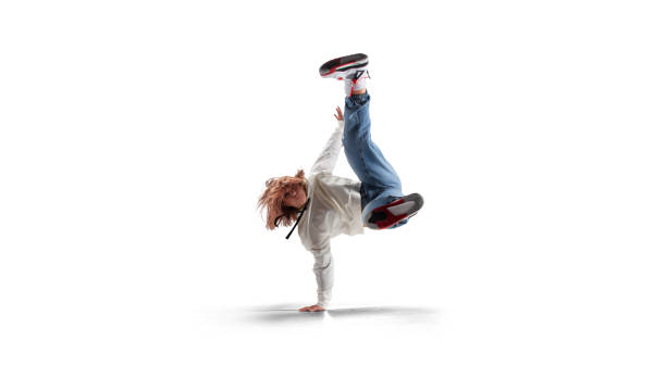 istock Street dancer girl  dance breakdance isolated on white 1429429692