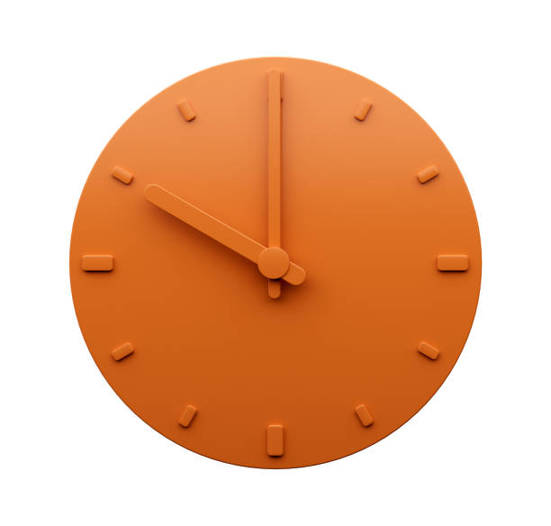 ミニマルオレンジ時計10時抽象ミニマリスト壁掛け時計3dイラスト - number 10 oclock clock orange ストックフォトと画像