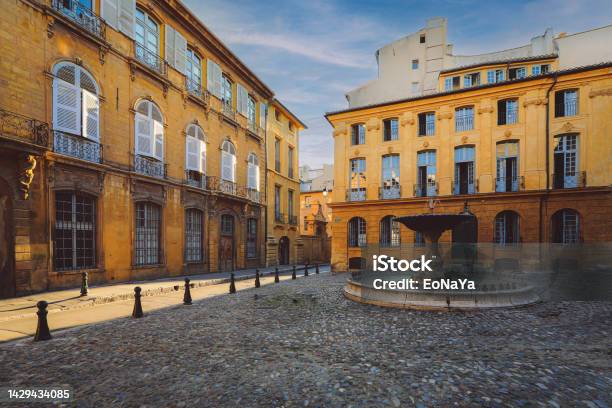 Typical City Aix En Provence With Old House Facade Stock Photo - Download Image Now - Marseille, Archival, Old-fashioned