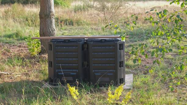 istock Plastic Compost Bin for Household Organic Waste from Vegetables and Food Leftovers Collected for Production of Natural Fertilizer for Soil 1429441489
