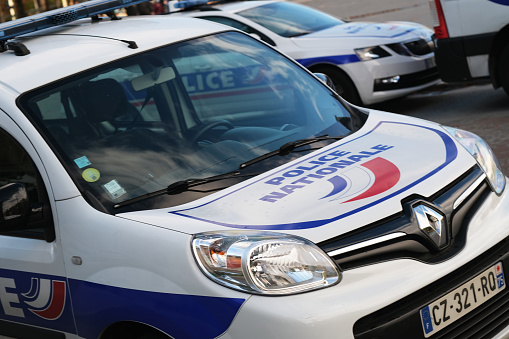 Paris ,France - September 03.2020: Police cars on the Paris streets.
