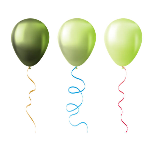 istock Balloon set isolated on white background Set of green balloons 1429451824
