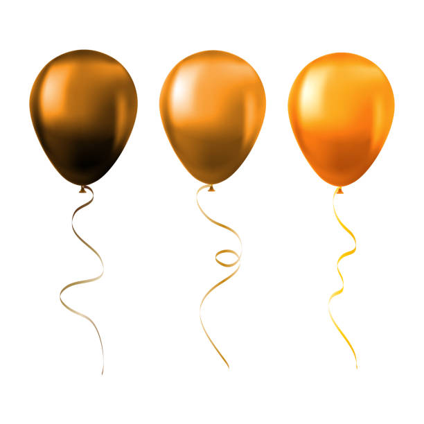 istock Balloon set isolated on white background Set of orange balloons 1429451895