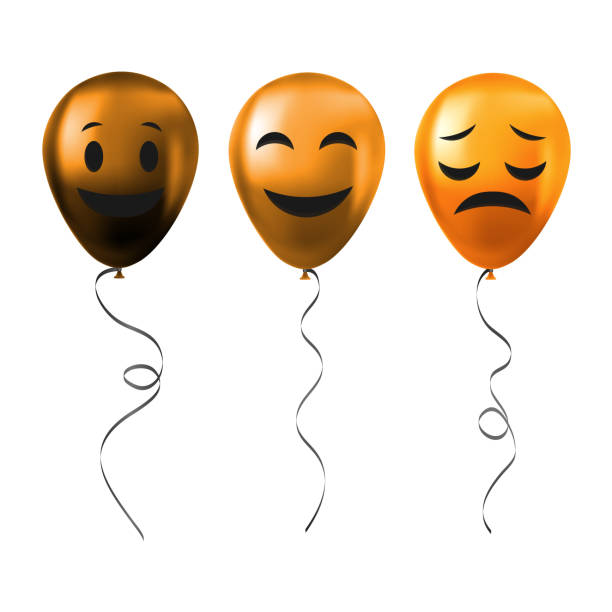 istock Set of Halloween orange balloons with scary and funny faces 1429452639