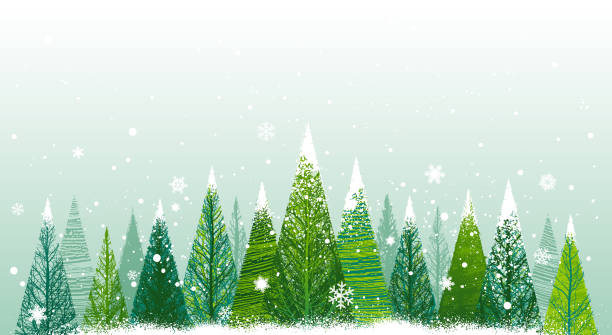 ilustracja choinki zielone zimowe - christmas market stock illustrations
