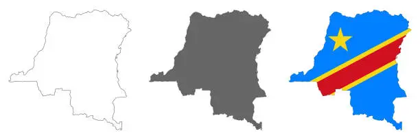Vector illustration of Highly detailed Democratic Republic of the Congo map with borders isolated on background