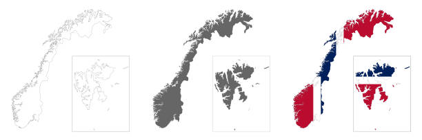 Highly Detailed Norway Map With Borders Isolated On Background Stock Highly Detailed Norway Map With Borders Isolated On Background 