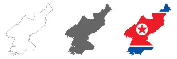 Vector illustration of Highly detailed North Korea map with borders isolated on background