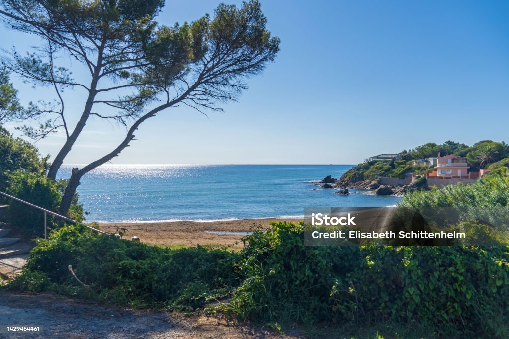 Beach at Les Issambres, French Riviera Les Issambres, France, September 2022: Idyllic Beach at Les Issambres, French Riviera Beach Stock Photo