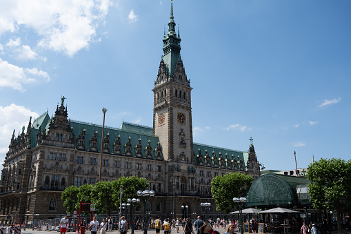 Hamburg, Germany - June 25, 2022: The town hall, on a sunny summer day.