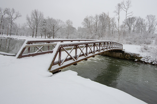Bridge over Kokomo Creek in the snow-Howard County Indiana