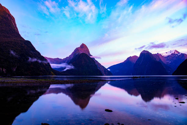 istock Mitre Peak at Milford sound as the run rises 1429497343