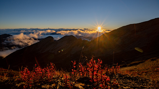 Above distant mountains and valleys