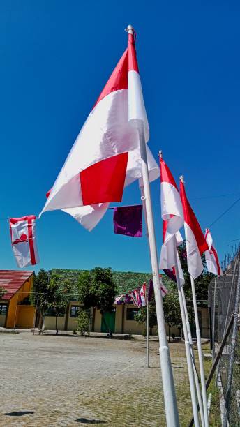 istock Indonesia's red and white flag is flying 1429512639
