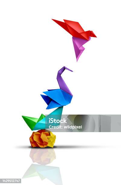 Reaching Higher Stock Photo - Download Image Now - Change, Leadership, Origami