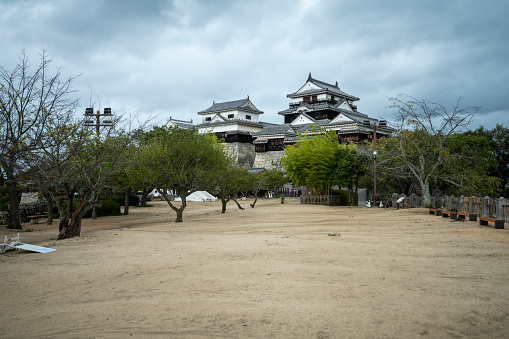 Matsuyama Castle view from sandy place