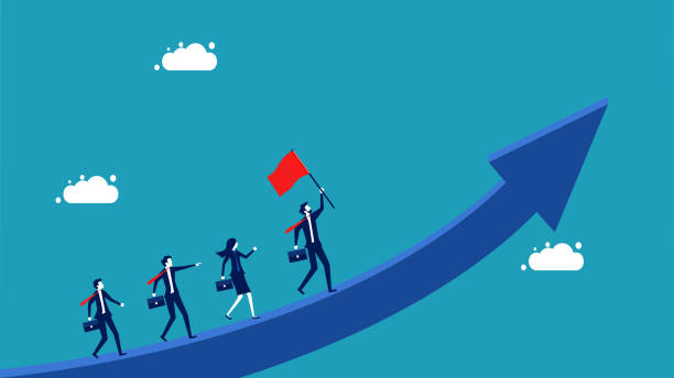 istock Business leaders develop organizations to grow. businessman on a growing arrow 1429520991