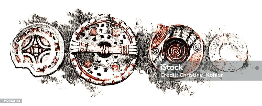 Aztec Plates Aztec Terracotta Plates Ancient Mexican Artifacts Stock Illustration ...