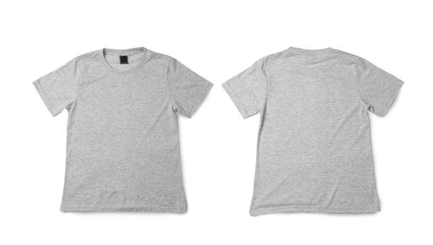 серый макет футболки, реалистичная футболка - gray shirt стоковые фото и изображения