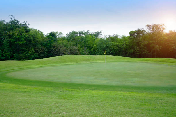 istock The evening golf course has sunlight shining down at golf course in Thailand 1429528546