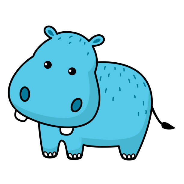 Illustration of colorful cartoon character hippo Illustration of colorful cartoon character hippo african animals coloring pages stock illustrations