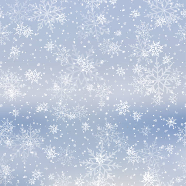 istock Winter snowfall and snowflakes on light blue background. Xmas and New Year background. Vector 1429536824